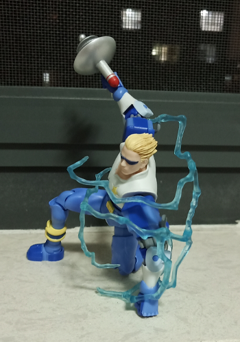 Handheld scale view of the articulated action figure