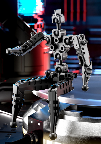 Exposed internal joint frame showing the articulated structure of the mecha figure