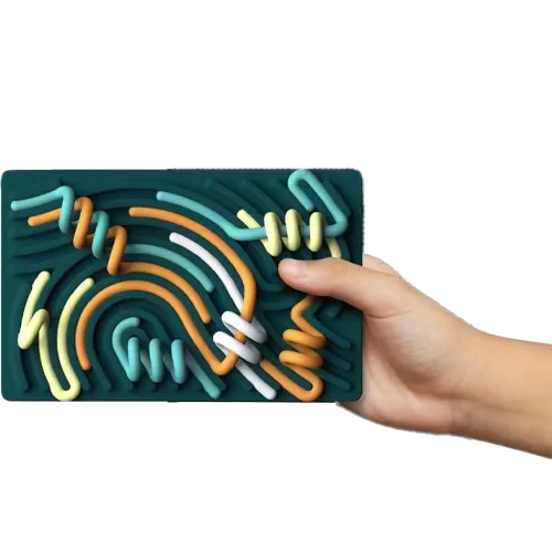 Food-grade silicone sensory activity board with raised tracing paths